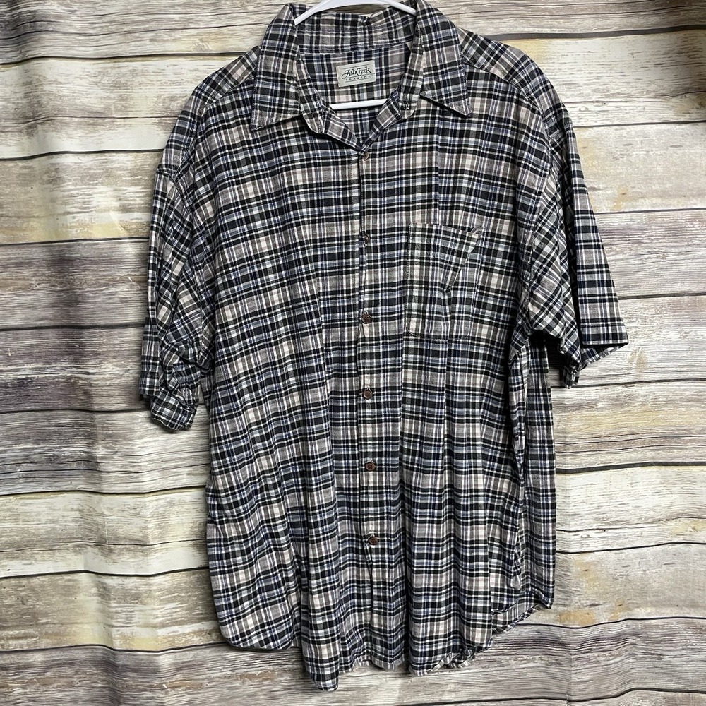 Ash Creek Trading Plaid Shirt‎ Men's XL Button Short Sleeve Hiking Outdoor